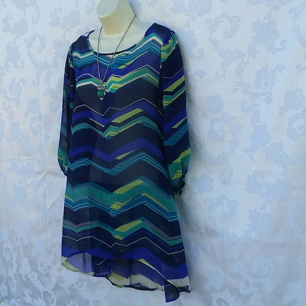Lily Star Blouse Multi-Color Pullover Woman's Large / Donation